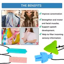 Sensory Chew Necklaces for Kids with Teething, ADHD, Autism, Biting Needs, Oral Motor Chewy Teether, Silicone Chewlery, BPA free silicone