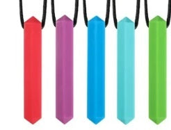 Sensory Chew Necklaces for Kids with Teething, ADHD, Autism, Biting Needs, Oral Motor Chewy Teether, Silicone Chewlery, BPA free silicone